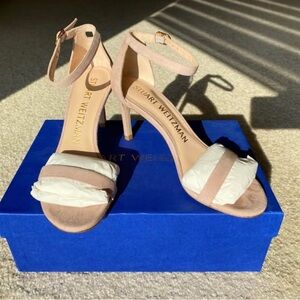 【Brand New】Stuart Weitzman NUNAKEDSTRAIGHT Suede Sandals women Size 5/6